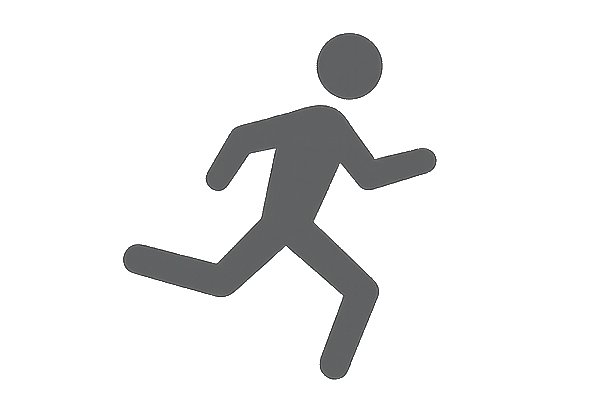 Stick figure running, representing the Run stage of the customer success maturity model, where CS becomes predictive and operationalized